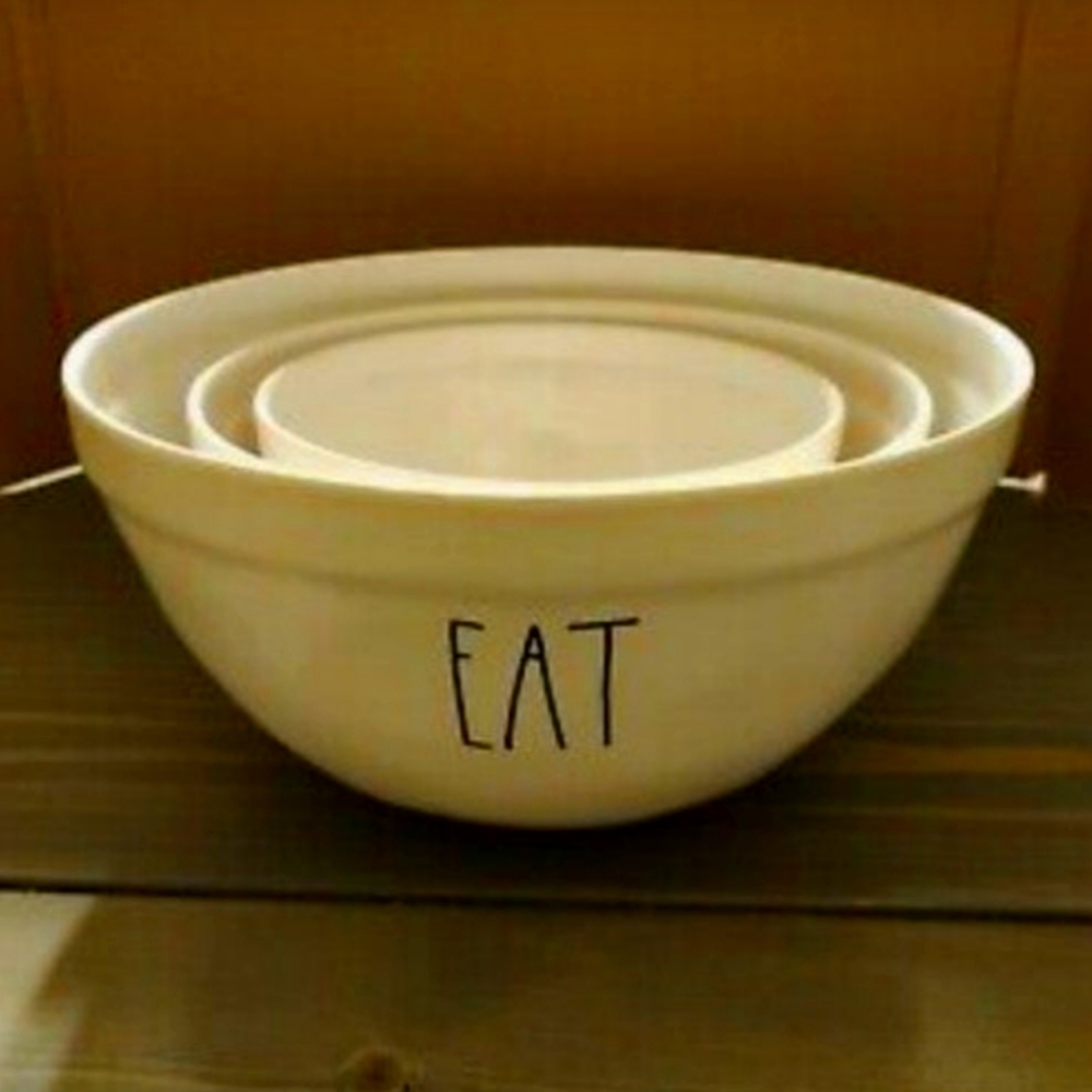 Rae Dunn Mixing Bowls Melamine Set of 3 Snack Yum Eat